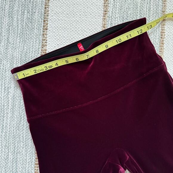 Spanx Velvet Rich Burgundy High Rise Pull-On Ankle Lounge Leggings Women’s Large - Picture 7 of 11